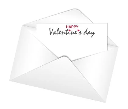 White envelope, letter with place for text and copy space. Text Happy Valentine Stock Illustration