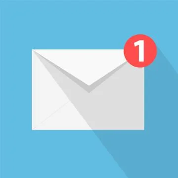 White envelope letter with shadow, concept of incoming email message, mail de Stock Illustration