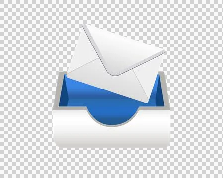 White envelope , mail, document paper tray icon Stock Illustration