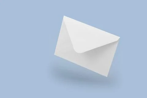White envelope mockup, blank template, levitation whis shadow, light blue bac Stock-Illustration