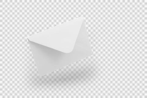 White envelope mockup, blank template, levitation whis shadow Foto stock