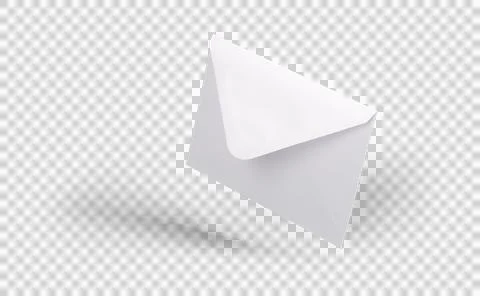 White envelope mockup, blank template, levitation whis shadow Foto stock