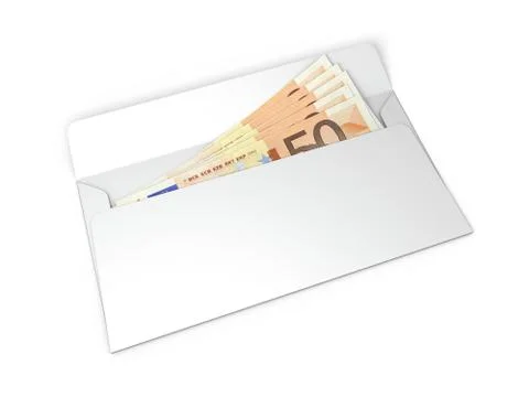 White envelope with money Stock Illustration