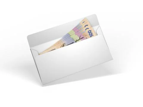 White envelope with money Stock Illustration