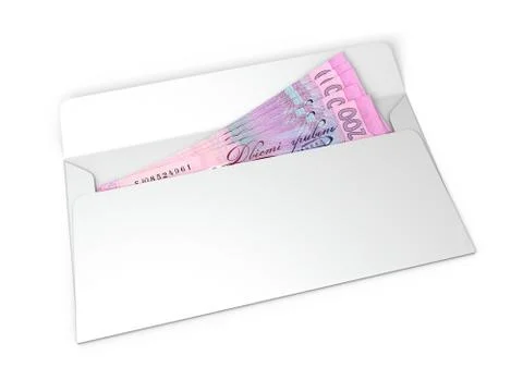 White envelope with money Stock Illustration