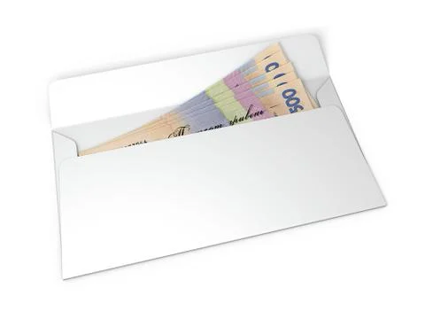 White envelope with money Stock Illustration