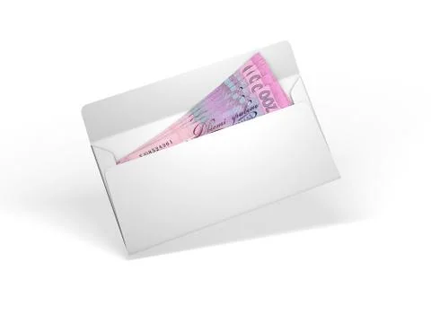 White envelope with money Stock Illustration