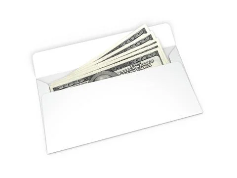 White envelope with money Stock Illustration