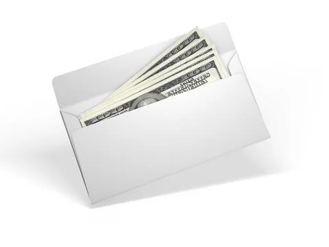 White envelope with money Stock Illustration