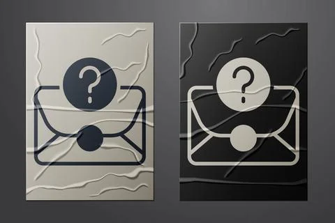 White Envelope with question mark icon isolated on crumpled paper background Stock Illustration