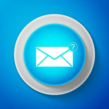 White Envelope with question mark icon isolated on blue background. Letter .. Stock Illustration