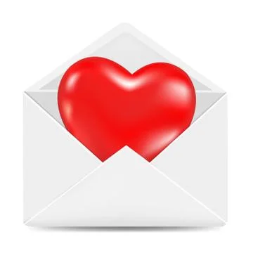 White envelope with red heart Stock Illustration