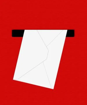 White Envelope in Red Mailbox extreme closeup. 3d Illustration Stock Illustration