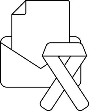 A white envelope with a ribbon tied to it Stock Illustration