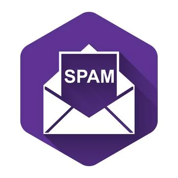 White Envelope with spam icon isolated with long shadow. Concept of virus Stock Illustration