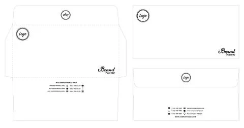White envelope template mockup with dieline eps10 Illustrazione stock