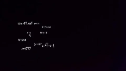 White equations appearing upper-left, growing as magenta nodes entering and Stock Footage 334337629