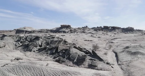 White eroded landscape with gullies, dry rivers and tall rock formations 스톡 동영상 95932996