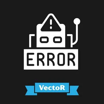 White Error in the operation program of the robot icon isolated on black イラスト素材