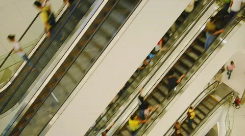 White escalators time-lapse 스톡 동영상 109375