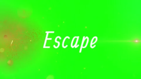 White 'escape' text animates over glowing green background with floating Видео 344413454