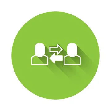 White Exchange work icon isolated with long shadow background. Information イラスト素材