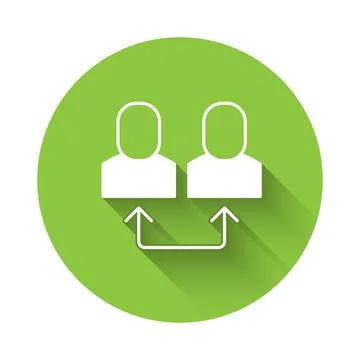 White Exchange work icon isolated with long shadow background. Information Illustrazione stock