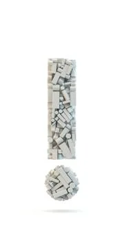 White exclamation mark isolated on white. Stock Illustration