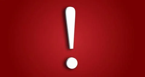 White exclamation mark on a red background, a symbol of attention, a place... Stock Photos