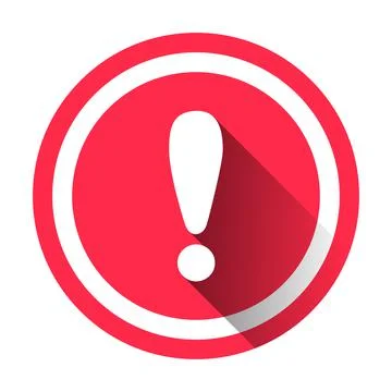 White exclamation mark on red circle icon vector for graphic design, logo, we Illustrazione stock