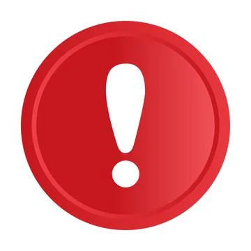 White exclamation mark on red circle button icon vector for graphic design, l Stock Illustration