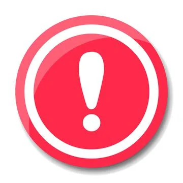 White exclamation mark on red circle button icon vector for graphic design, l Stock Illustration