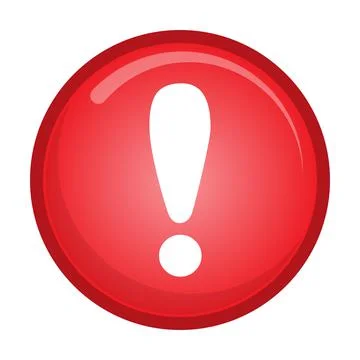 White exclamation mark on red circle button icon vector for graphic design, l Stock-Illustration