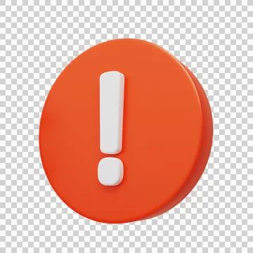 White exclamation mark on a red circle..3D Rendering. Stock Illustration
