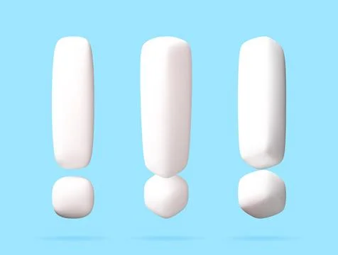 White exclamation mark set in 3D style. 스톡 일러스트