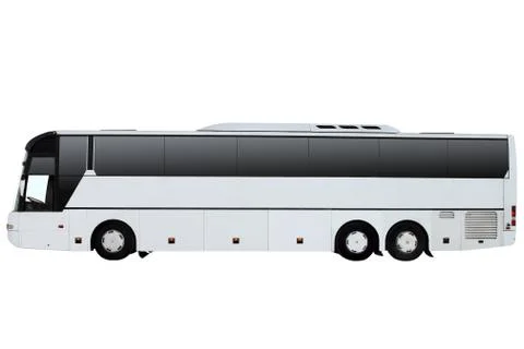 The white excursion bus isolated on a white background. Stock Photos