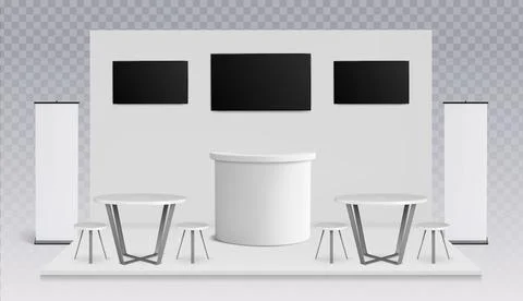 White exhibition booth mockup Illustrazione stock