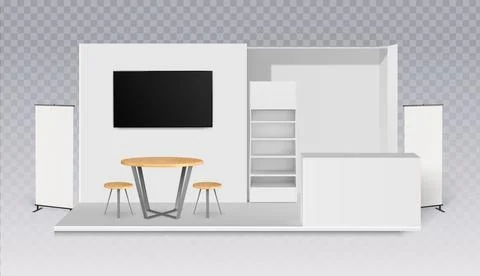 White exhibition booth mockup Illustrazione stock