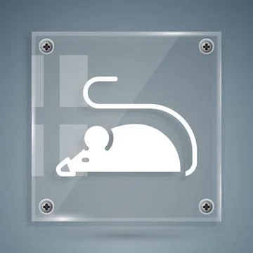 White Experimental mouse icon isolated on grey background. Square glass panels Stock Illustration