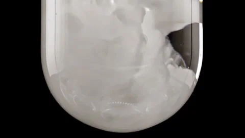 White Explosion of Particles Powder Background in Glass Test tube. White Smoke Stock-Footage 265900567