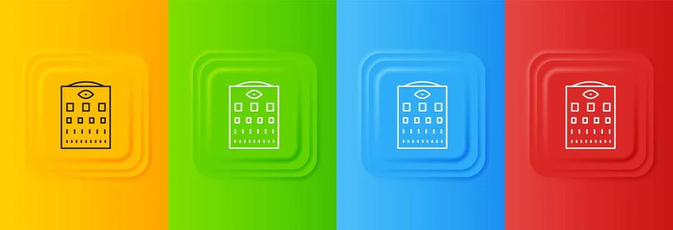White Eye test chart icon isolated on colorful background. Poster for visio.. 스톡 일러스트