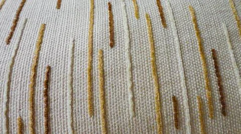 White fabric background with tiny brown lines. Close-up white cotton texture Stock Photos