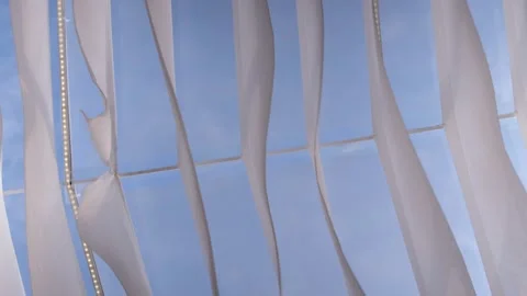 White fabric background in the wind. Animated movement of the canvas. The waves  Stock Footage 162157445