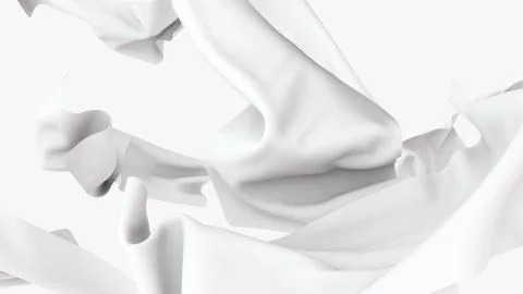 White fabrics floating in the air Stock Illustration