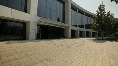 White facade of the modern building Stock Footage 74383922