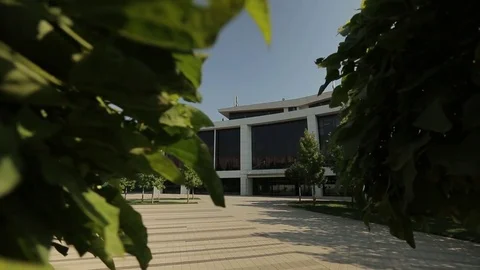 White facade of the modern building, general shot 2 Stock Footage 75984614