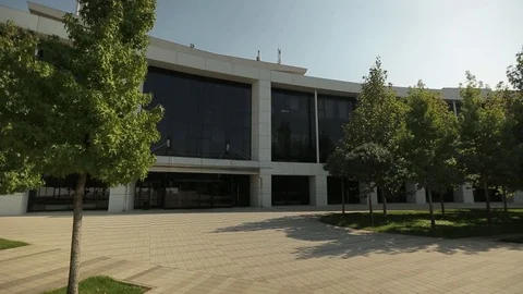 White facade of the modern building, general shot 3 Stock Footage 75984910