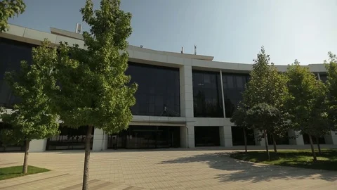 White facade of the modern building, general shot 5 Stock Footage 75984993