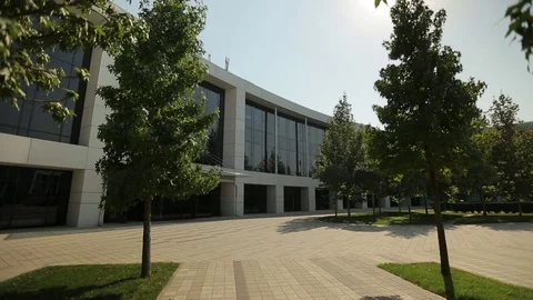 White facade of the modern building, general shot 7 Stock Footage 75985093