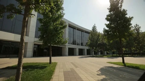 White facade of the modern building, general shot 8 Stock Footage 75985116